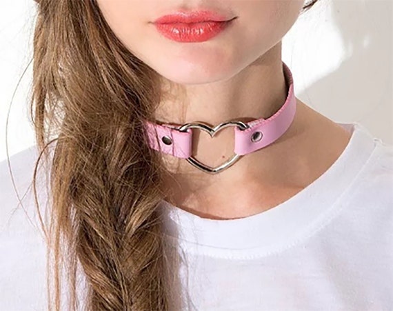 Bicolor Heart Choker Necklace Gothic Collar - Etsy