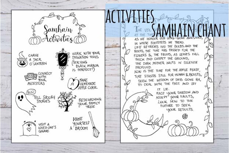 Samhain Celebration Printable Book of Shadows 7 Hand Drawn - Etsy