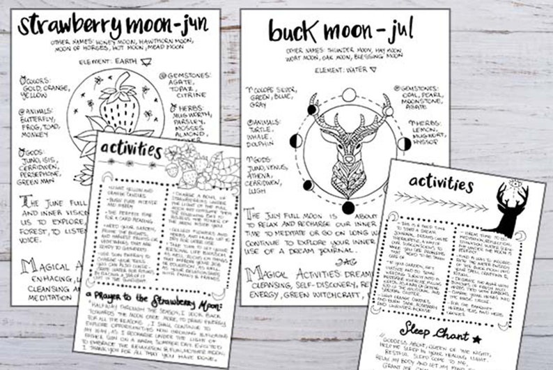 Book of Shadows Northen Hemisphere: 12 full Moons, Esbat Celebration image 6