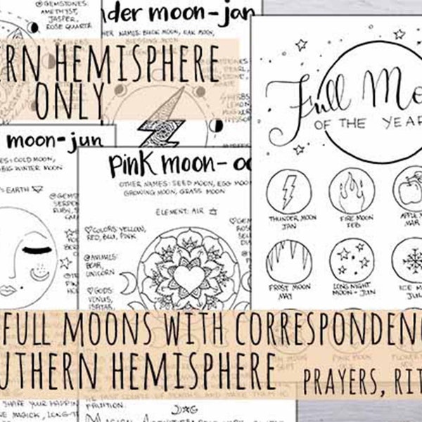 Book of Shadows for Southern Hemisphere: 12 full Moons, Esbat Celebration