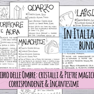 Book of Shadows: Crystals & Gemstones – Printable Witch Journal Pages | Bundle 2 | 20 Pages | In Italian | A4, A5, Compact Size