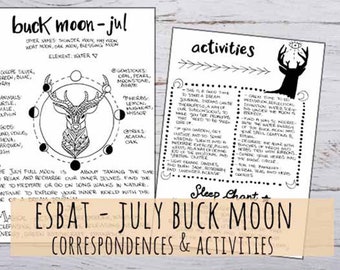 Esbat - July Full Moon, Buck Moon - Correspondences and Activities