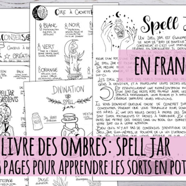 En Français: Livre des Ombres - Spell Jar - dessiné à la main