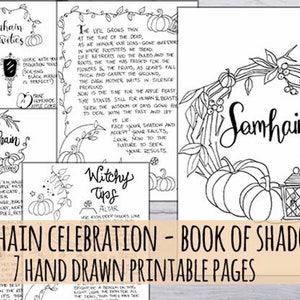 Samhain Celebration! Printable Book of Shadows, 7 Hand Drawn Pages in 3 ...