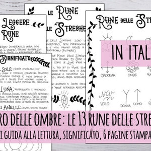 IN ITALIAN: Book of Shadows - 13 Witches Runes with meaning, history, Printable in 3 sizes
