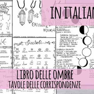 Libro delle Ombre - Tavole delle corrispondenze in ITALIANO, 16 páginas estampadas en 3 dimensiones