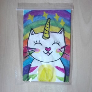 Cat Portrait Painting, watercolor art: Rainbow the Love Cat, LGBT PRIDE image 4