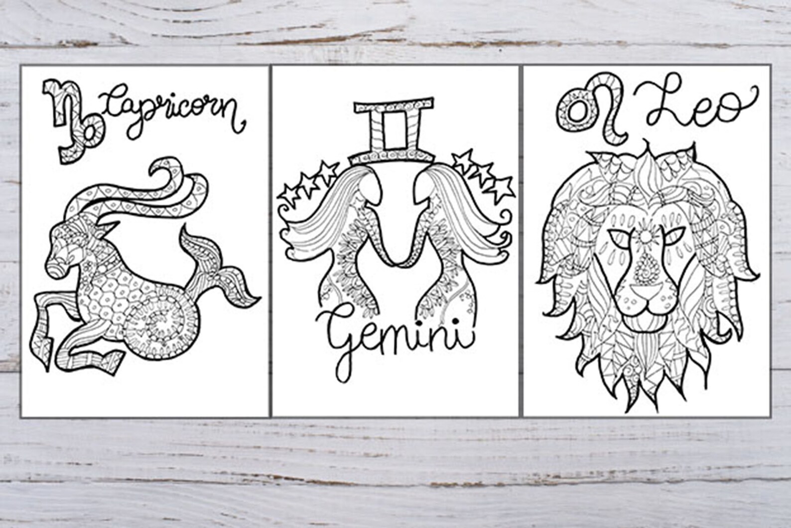 Mandala Zodiac Coloring Pages Printable in 3 Sizes | Etsy
