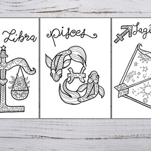 Mandala Zodiac Coloring Pages – Printable | 12 Signs | 3 Sizes | Hand ...