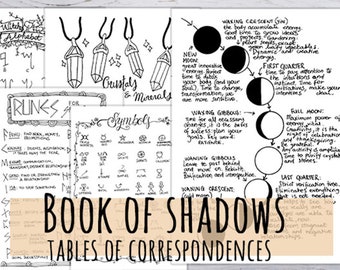 Book of Shadows: Tables of Correspondences, Witch Journal (Printable PDF)