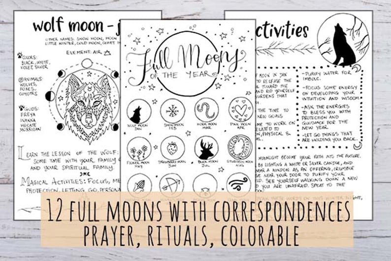 Book of Shadows Northen Hemisphere: 12 full Moons, Esbat Celebration image 3