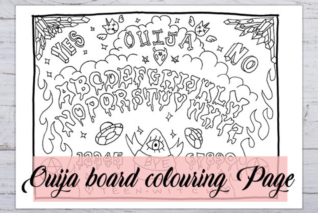 Ouija Board Colouring Page, Printable in 3 Sizes, Funny Activity - Etsy