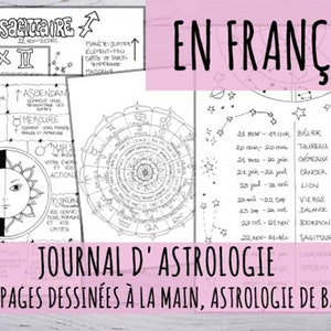 En Français: Journal d'astrologie, 12 signes et 3 cartes astrologiques, Imprimable en 3 tailles