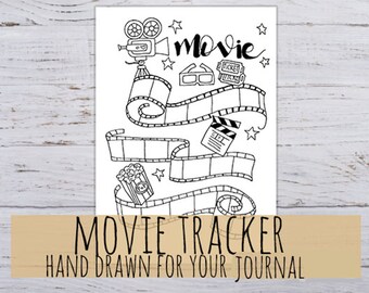 Movie Tracker for your Journal - Printable, 3 sizes, in pdf