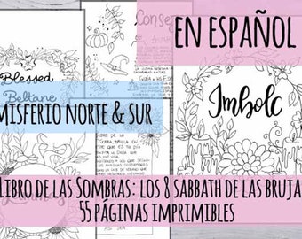 In Spanish - Sabbath Celebration! All Sabbath, Printable Book of shadows, 55 hand drawn pages in 3 sizes