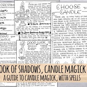 Buch der Schatten Kerzenzauber mit Zaubersprüchen, 12 Seiten Printable Hexentagebuch handgezeichnet in 3 Größen