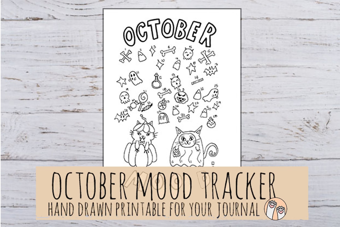 October Mood Tracker, Halloween Theme for Your Journal Customizable