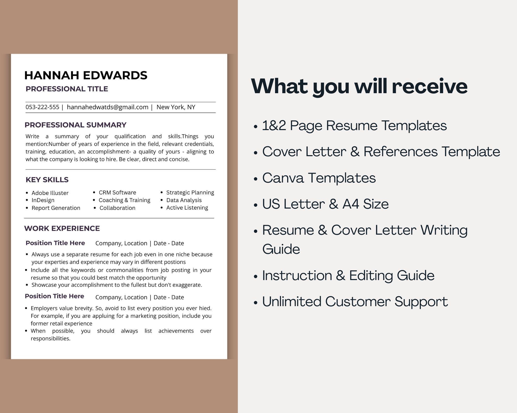 Editable Canva Resume Template | Modern Professional CV Design ...