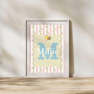 Bee Wall Art Set of 3, Personalised Name Nursery Wall Art, Printable Nursery Bee Wall Art, Bee Theme Prints, Bee Wall Art, Custom Wall Print