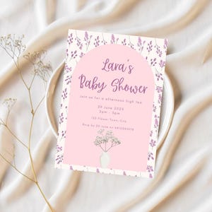 Floral Baby Shower Invitation Template, Editable Pink Floral Baby Shower Invite Template, Flower Bridal Shower, Digital Template Invitation