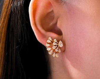 Birnenförmige Ohrstecker mit im Labor gezüchteten Diamanten für Damen, 14 Karat Massivgold, 2,95 Karat Diamant, Geburtstagsgeschenk für die Ehefrau, luxuriöse Ohrringe für jeden Tag