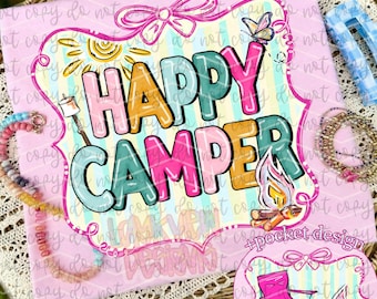 Glückliches Camper PNG | Camping Design | Mädchenhaft | Trendig
