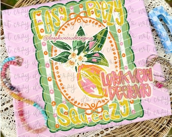 Easy Peezy Lemon Squeezy PNG | Summer Designs | Cute Lemon PNG | Coquette