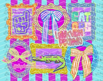 Gators PNG | Gators Coquette PNG | Preppy | Neon Bows | Girly | High Quality 300 DPI | Spirit Designs (+Pocket Design)