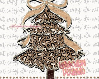 Leopard Christmas Tree PNG | Black and Tan | Holiday Coquette