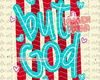 But God PNG | Godly Girl PNG | (5) Design Bundle | Hand Drawn | Christian Girl Design
