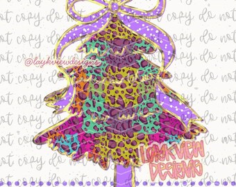 Christmas Tree PNG | Purple and Gold | Holiday Coquette