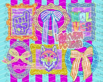 Wolves PNG | Wolves Coquette PNG | Preppy | Neon Bows | Girly | High Quality 300 DPI | Spirit Designs (+Pocket Design)