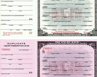 Prohibition Prescriptions 2 Pharmacist&#39;s Doctor Pharmacist Nurse EMT Gift Originals Antique