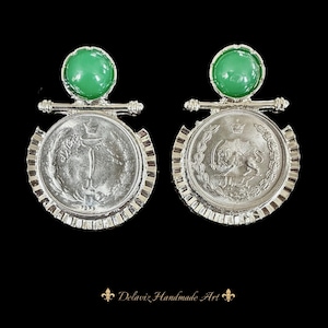 Vintage pahlavi coin stainless steel Earring, Persian Pahlavi Sekkeh
