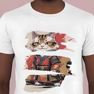 Cool Warrior Cats Meme Shirt | Samurai and Japan Cat Design | Great Cyberpunk Gift for Ninja or Samurai Cat Lovers | Animal Kingdom Shirt