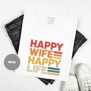 Personalized Vintage Happy Wife Happy Life T-Shirt | 6 7 valentine shirt | Funny Couples Tee | Perfect Wedding Anniversary or Easter Gift