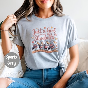 Schuhschnabel Storch T-Shirt, Just a Girl Who Loves Schuhschnäbel Shirt, lustiges Bird Nerd Vogel Lover Tee, Wildlife Grafik Outfit