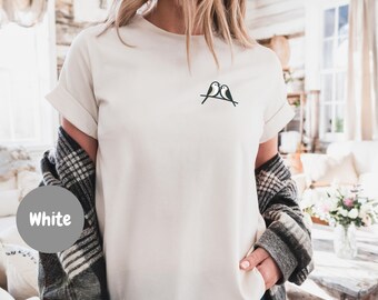 T-shirt personnalisé avec de jolis pinsons, couleurs confortables, 100 % coton, tailles 4 à 2XL