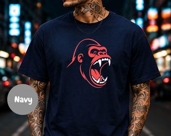 Schreiender Gorilla T-Shirt, T-Shirt mit schreiendem Affen als Geschenk, Tier-Affen-Shirt,  Naturgeschenk inspiriert von der Tierwelt
