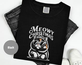 Personlig Meowy rolig tjock julkattskjorta, festlig katttröja, semesterkatttröja, jultröja, present till kattälskare