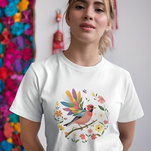 Flower Finches 90s T-Shirt - Cooles Bird Shirt für Birdwatcher. Super Geschenk für alle, die Vögel & Natur lieben