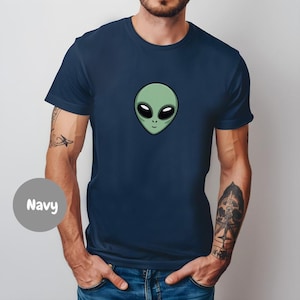 Alien Head T-Shirt, UFO Lover Tee, Personalized Sci-Fi Graphic Shirt, Extraterrestrial Gift, Space Alien Shirt, Comic Style Top