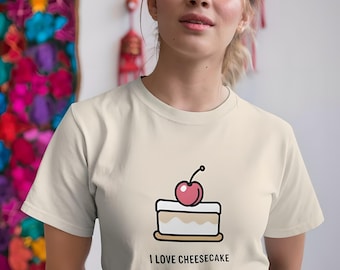 Personalized Cheesecake Shirt, 100% Cotton T-Shirt S-4XL  – Minimalist Cherry Dessert Graphic Tee for Foodies