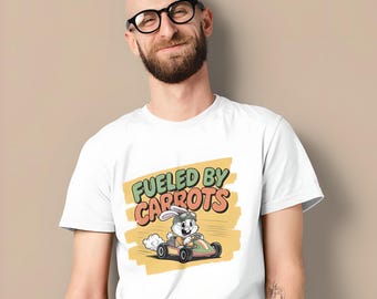 Hasen-Racer Baumwoll-T-Shirt S-4XL – Süßes Go-Kart Häschen Grafik-Shirt für Tierfreunde