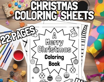Christmas Colouring Digital Download | Kids Activity Sheets | 22 Printable Pages | Arts and Crafts | Instant Download | Print at Home Games
