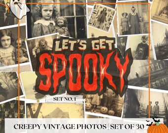 Creepy Vintage Photos | Set of 30 | Printable Halloween Photographs | antique era images | old pictures | digital ephemera | spooky photoset