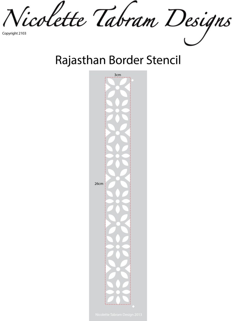 Rajasthan Border Furniture Stencil for Floors, Walls, Furniture and Fabric. Moroccan stencil.DIY Project. image 5