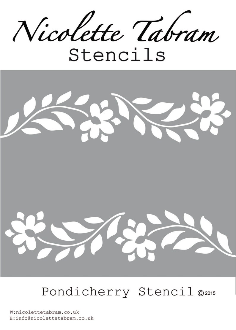 Pondicherry Furniture Stencil for Wall,Furniture,Fabric and Floors. Moroccan Stencil. image 4