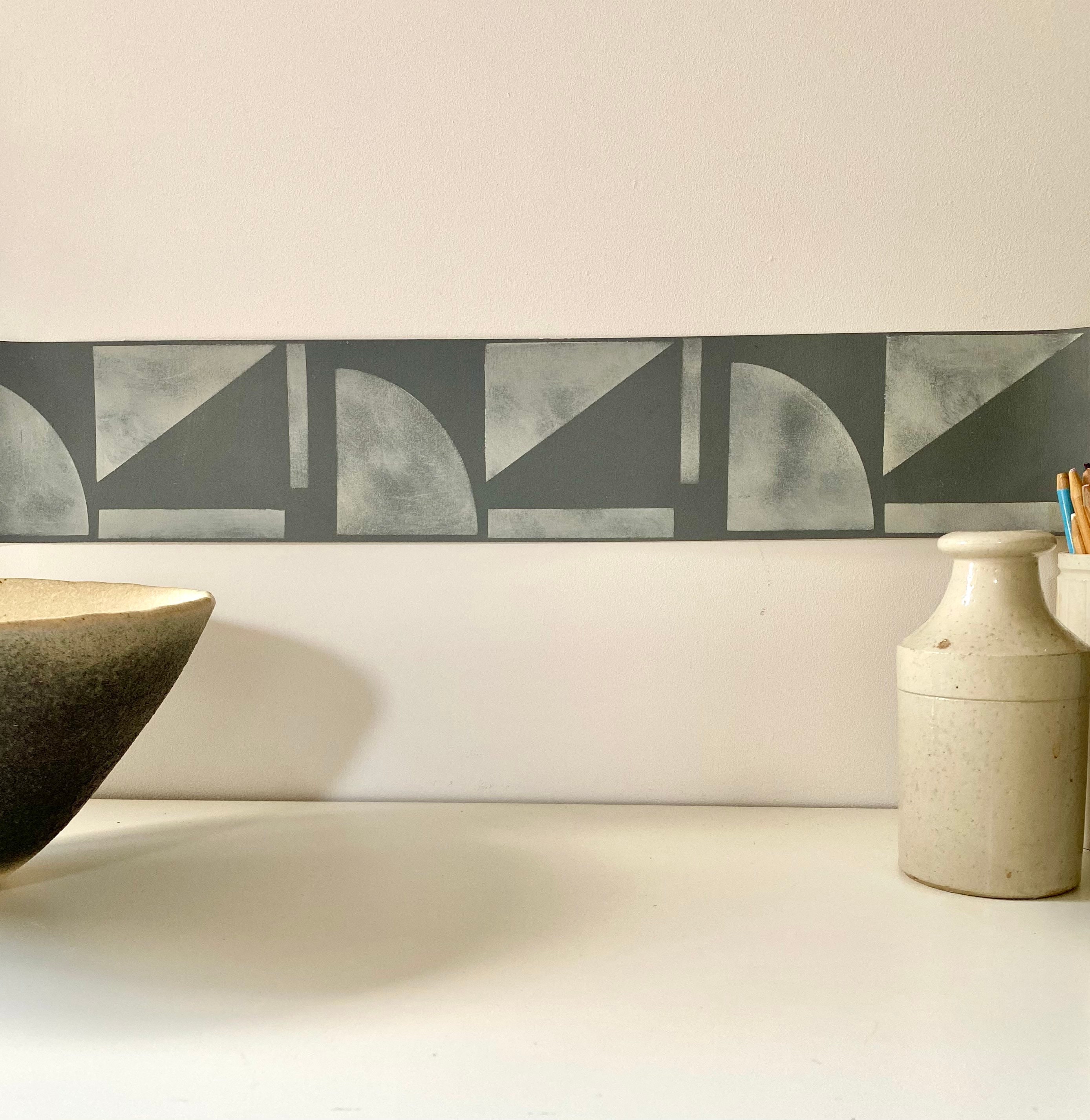 Albers Tile Border Pochoir Pour Planchers, Murs et Meubles I Géométrique Pochoir