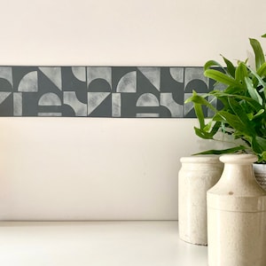 Malevich Tile Border Stencil for Floors, Walls and Furniture I Geometric Tile Border Stencil